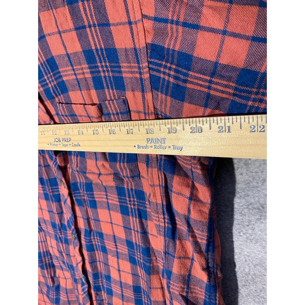 Toad&Co Women's S Flannel Plaid Button Down Dress Burnt Orange Blue Tunic - Picture 11 of 12